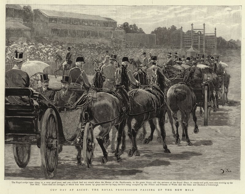 Dia da Copa em Ascot, a procissão real passando a New Mile de John Charlton