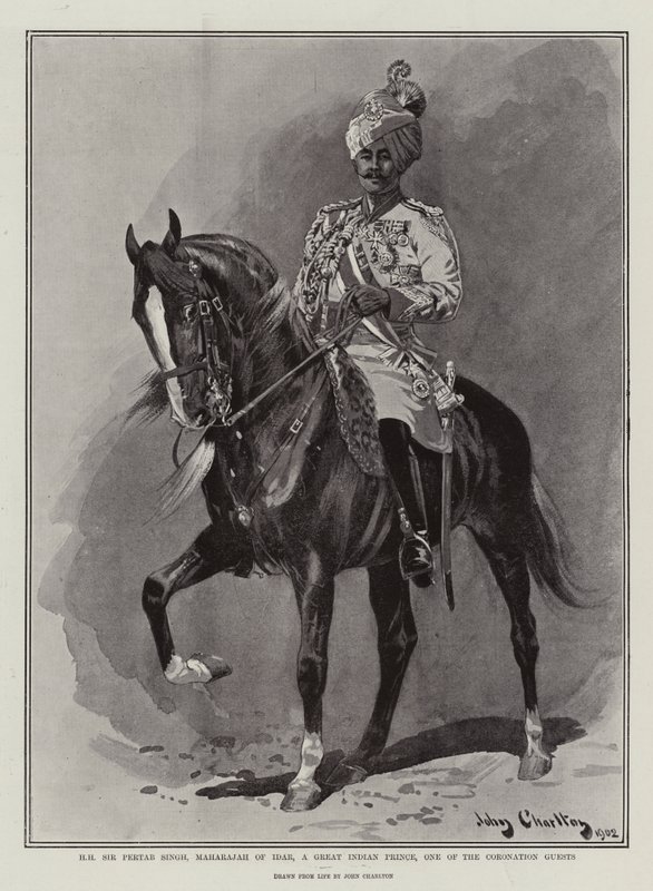HH Sir Pertab Singh, marajá de Idar, um grande príncipe indiano, um dos convidados da coroação de John Charlton