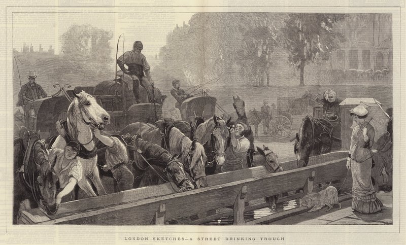 Esboços de Londres, um bebedouro de rua de John Charlton