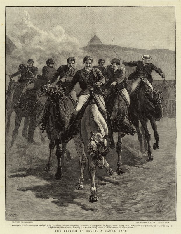 Os britânicos no Egito, uma corrida de camelos de John Charlton