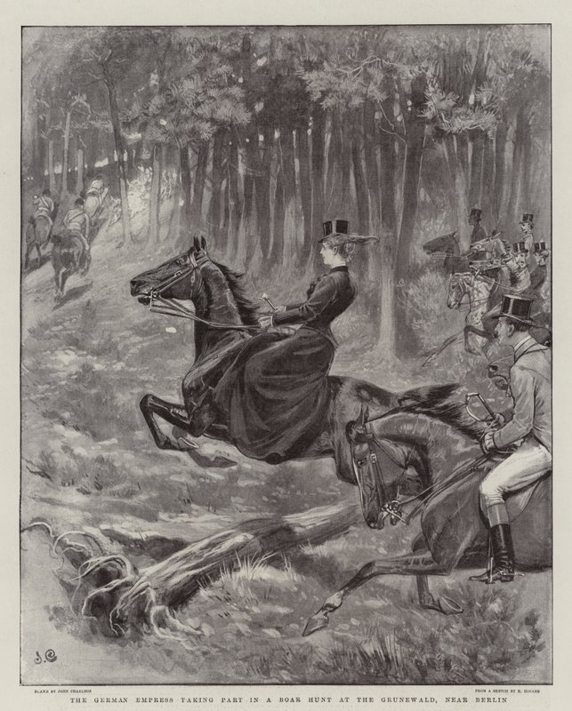 A imperatriz alemã participando de uma caça ao javali no Grunewald, perto de Berlim de John Charlton