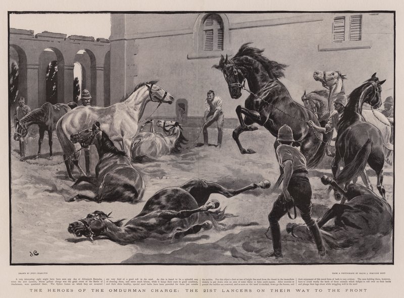 Os heróis da carga de Omdurman, os 21º lanceiros em seu caminho para a frente de John Charlton