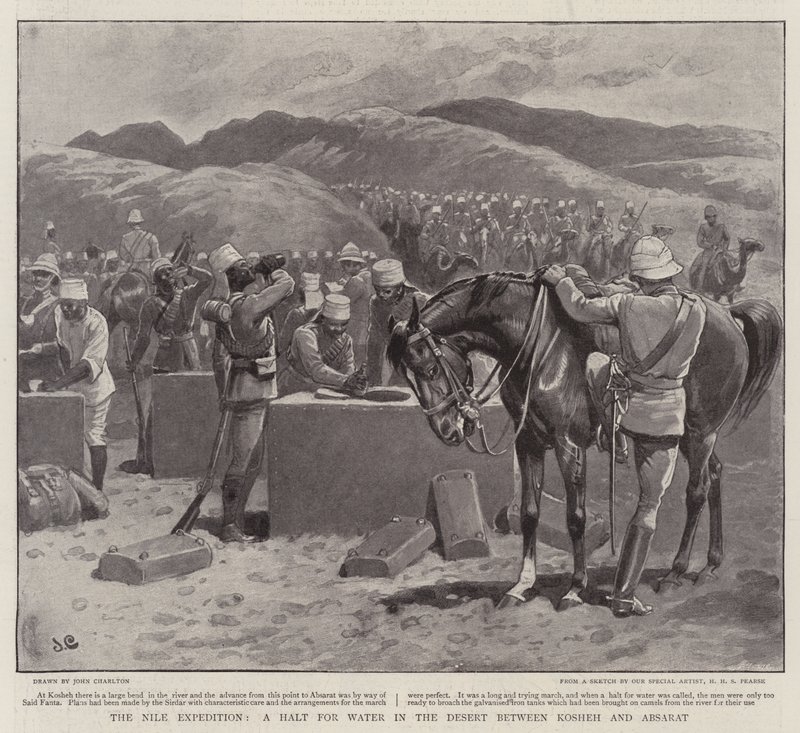 A Expedição do Nilo, uma Parada pela Água no Deserto entre Kosheh e Absarat de John Charlton