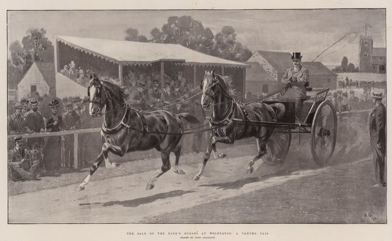 A venda dos cavalos do rei em Wolferton, um par tandem de John Charlton