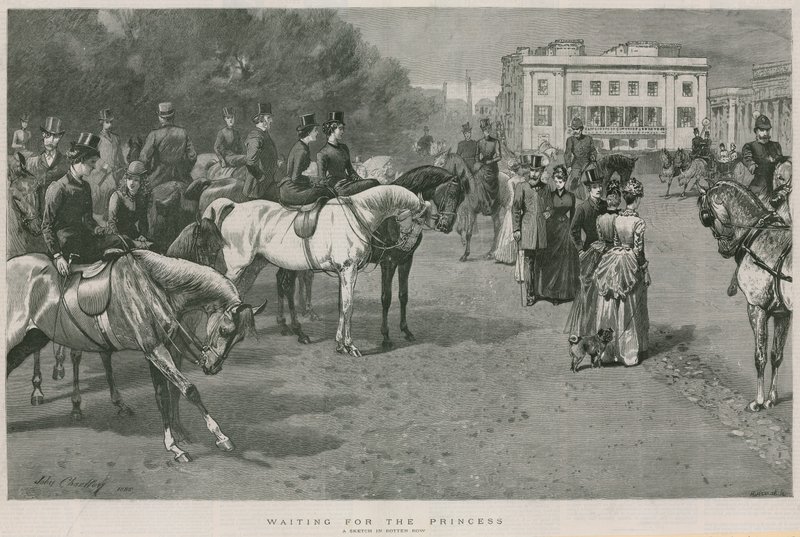 Esperando pela Princesa: um esboço em Rotton Row, Hyde Park, Londres de John Charlton
