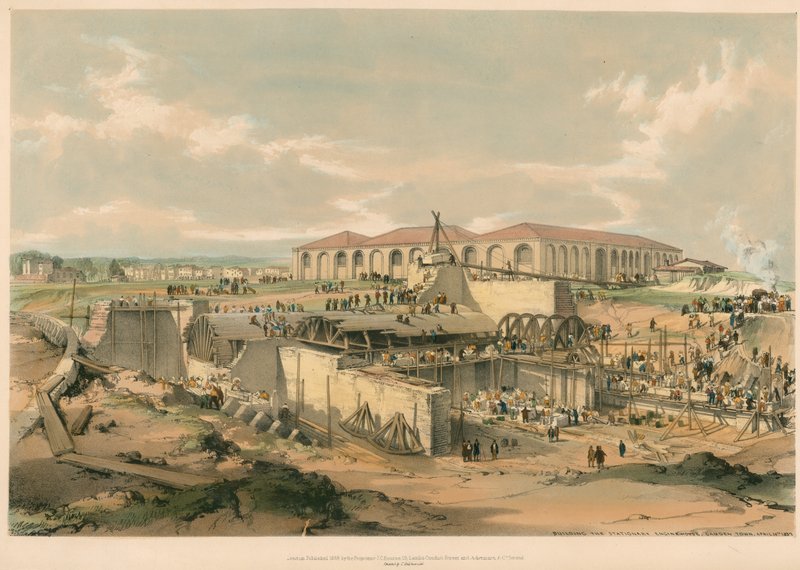 Construindo a casa de máquinas estacionária, Camden Town de John Cooke Bourne
