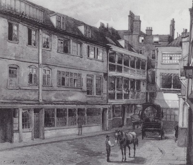 Londres perdida: Pátio do George Inn, Borough (litografia) de John Crowther