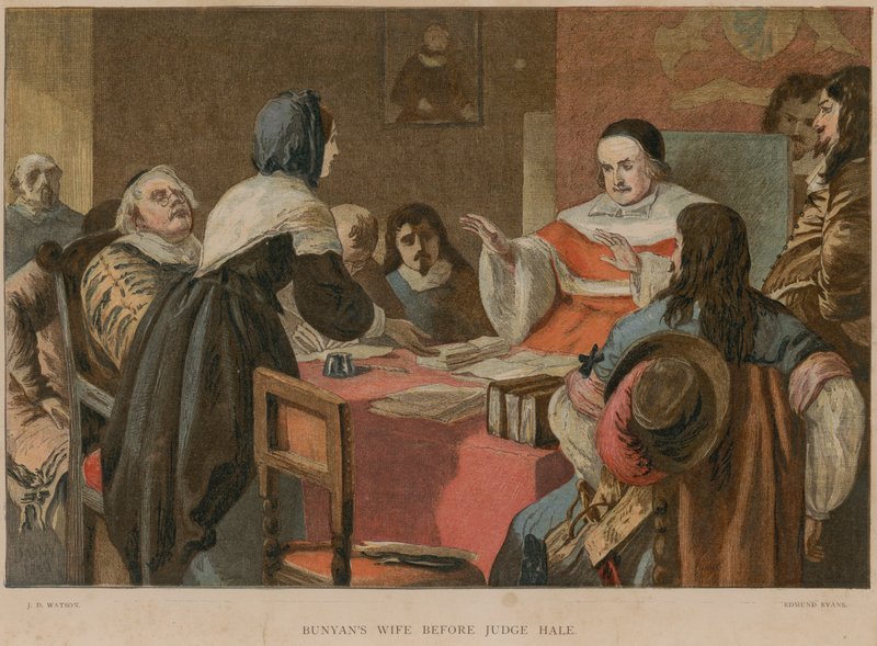 A esposa de Bunyan antes do juiz Hale de John Dawson Watson