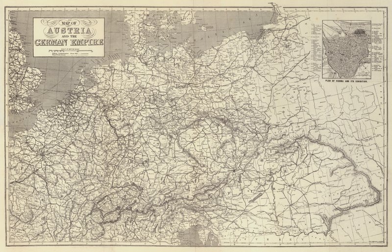 Mapa da Áustria e do Império Alemão de John Dower
