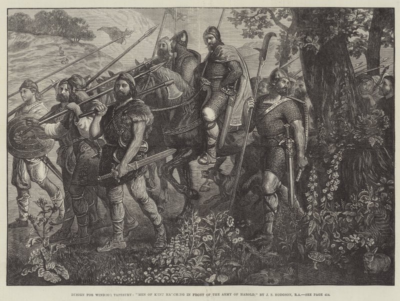 Homens de Kent marchando em frente ao exército de Harold de John Evan Hodgson