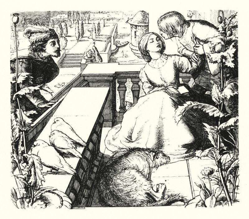 O Sonho do Dia (gravura) de John Everett (after) Millais