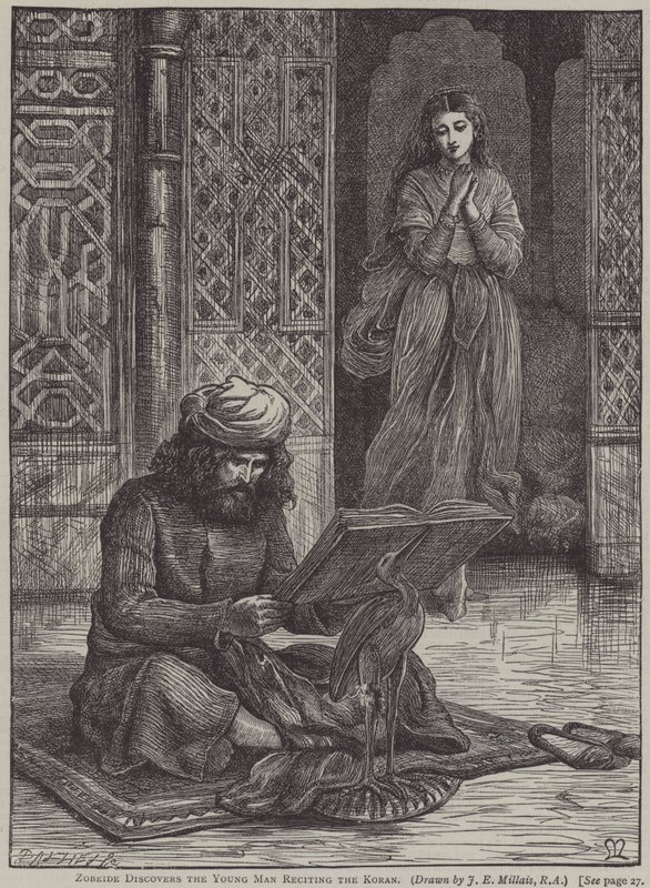 Zobeide descobre o jovem recitando o Alcorão (gravura) de John Everett (after) Millais