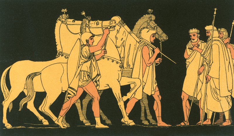 Diomed e Ulisses, retornando com os espólios de Rhesus de John Flaxman