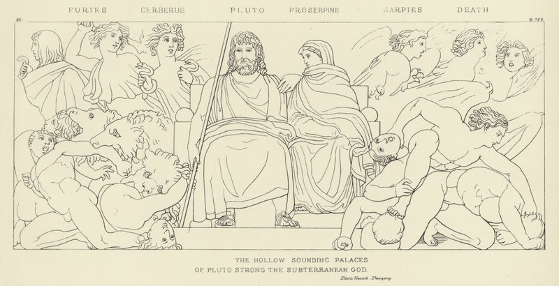 Fúrias, Cerberus, Pluto, Proserpina, Harpias, Morte de John Flaxman