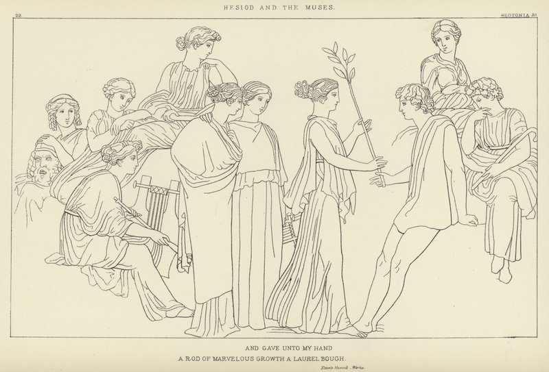Hesóide e as Musas de John Flaxman