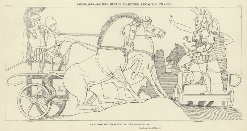 Polímero aconselhando Hector a se retirar da trincheira de John Flaxman