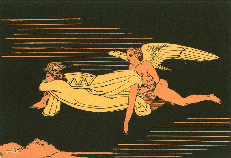 Sono e morte transportando o corpo de Sarpedon para Lycia de John Flaxman