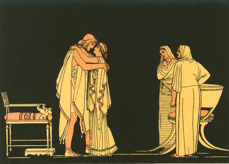 O encontro de Ulisses e Penélope de John Flaxman