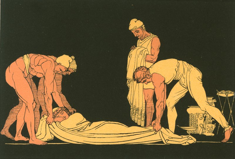 Ulysses dormindo deitado em sua própria costa pelos marinheiros Phaeacian de John Flaxman