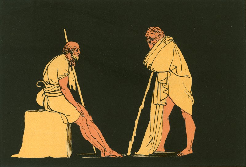 Ulisses conversando com Eumeu de John Flaxman
