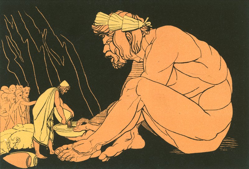 Ulisses dando vinho a Polifemo de John Flaxman
