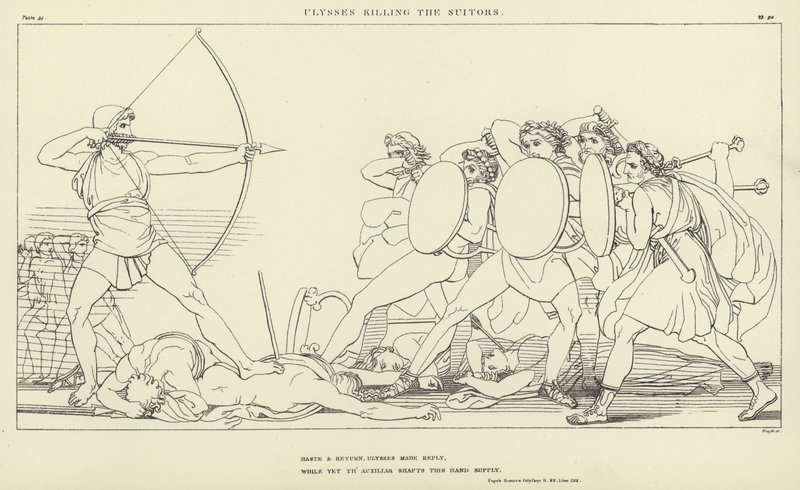 Ulisses matando os pretendentes de John Flaxman