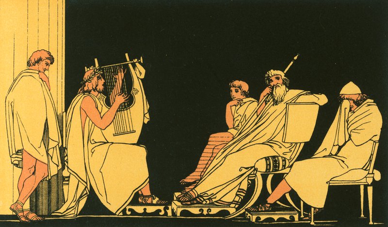 Ulisses chora a canção de Demódoco de John Flaxman