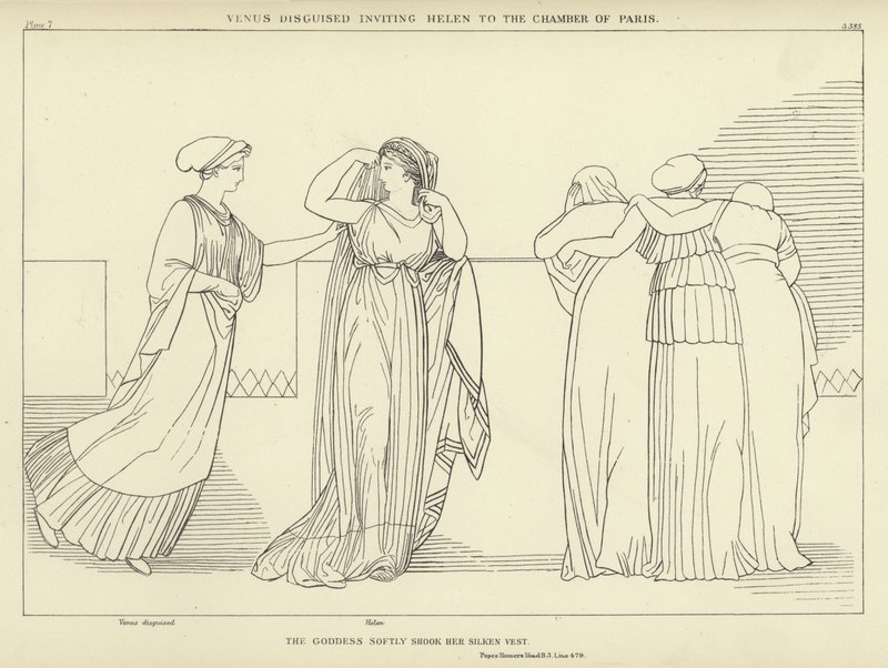 Vênus disfarçou convidando Helen para a Câmara de Paris de John Flaxman