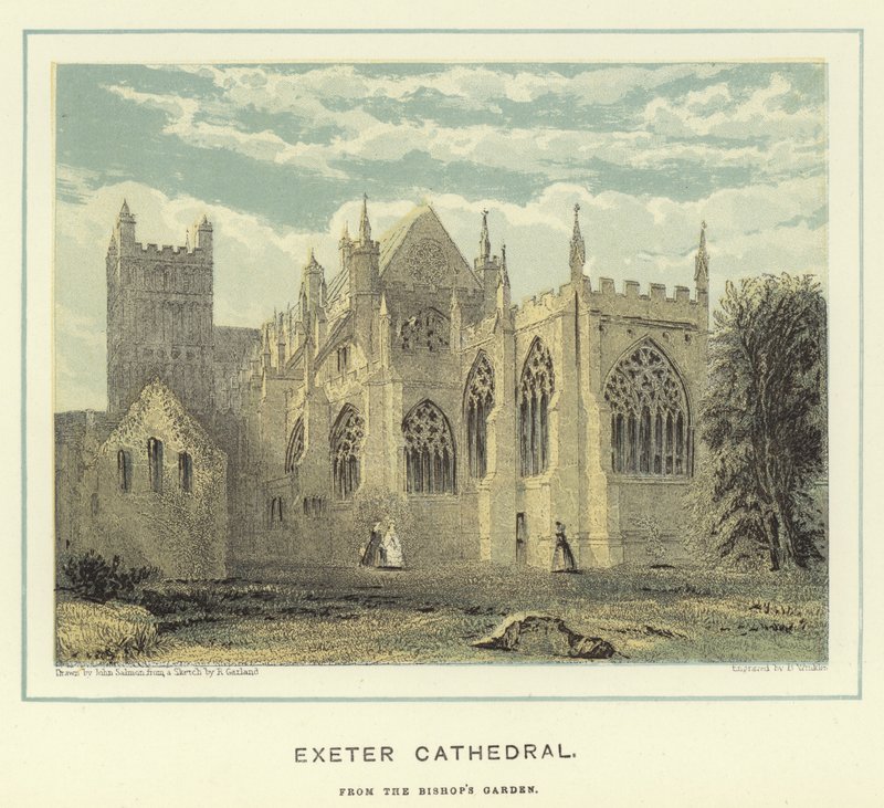 Exeter Cathedral, do jardim do bispo de John Francis Salmon