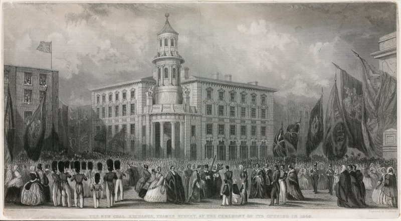 The New Coal Exchange, Thames Street, na cerimônia de abertura em 1849 de John Francis Salmon