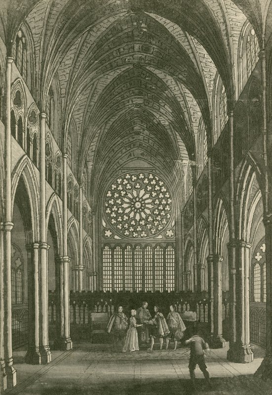 Leonard impedindo o casamento do Conde de Rochester com Amabel no Coro de São Paulo de John Franklin