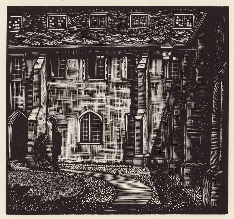 Cambridge: Corpus Christi, Old Court (xilogravura) de John Frederick Greenwood