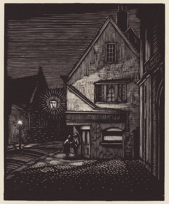 Cambridge: Peas Hill (xilogravura) de John Frederick Greenwood