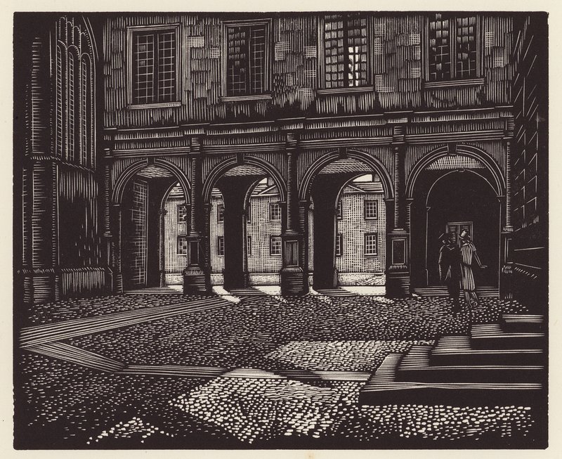 Cambridge: Peterhouse (xilogravura) de John Frederick Greenwood