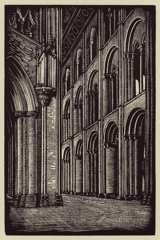 Catedral de Ely: A Nave olhando para Oeste (xilogravura) de John Frederick Greenwood