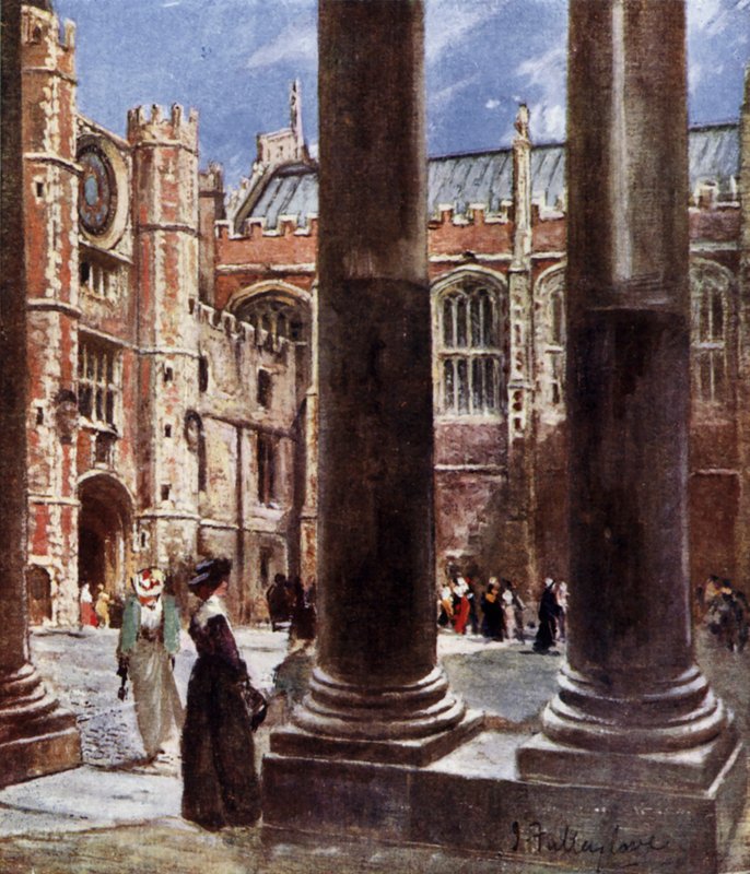 Relógio Court, Hampton Court Palace, Richmond upon Thames, Londres (cor litho) de John Fulleylove