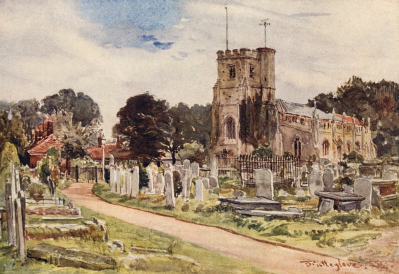 Igreja de Edmonton (lito a cores) de John Fulleylove
