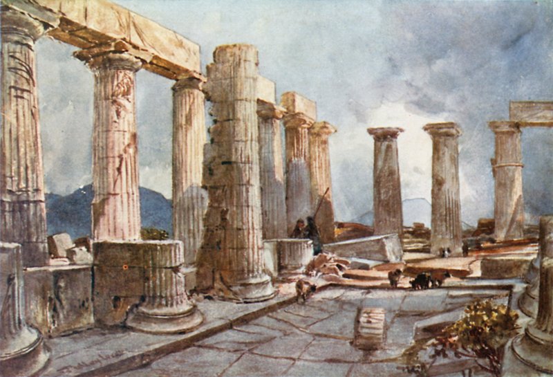 Interior, de, a, templo apollo, em, Bassae, em, arcadia de John Fulleylove