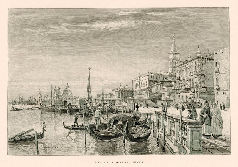 Riva dei Schiavoni, Veneza (litho) de John Fulleylove