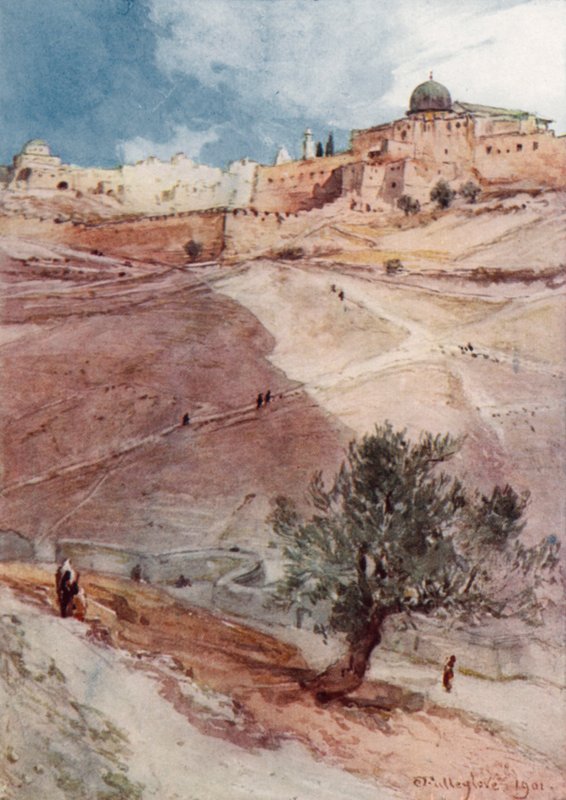 Muralha Sul de Jerusalém, do extremo norte da vila de Siloé de John Fulleylove