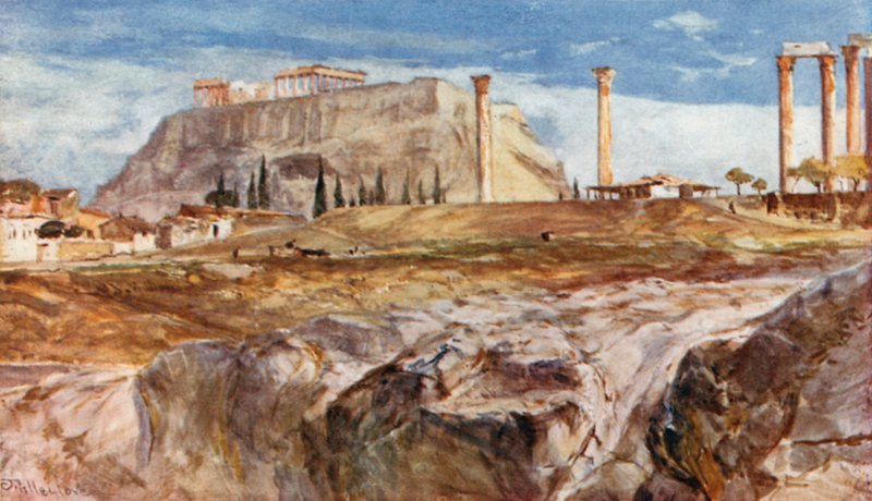 A Acrópole com Kallirrhoe em primeiro plano de John Fulleylove