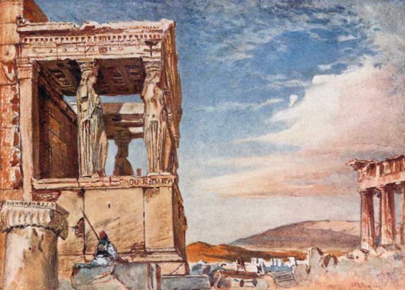 O pórtico cariátide do Erechtheum do oeste de John Fulleylove