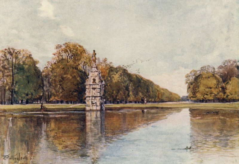 A Fonte de Diana, Bushey Park (cor litho) de John Fulleylove