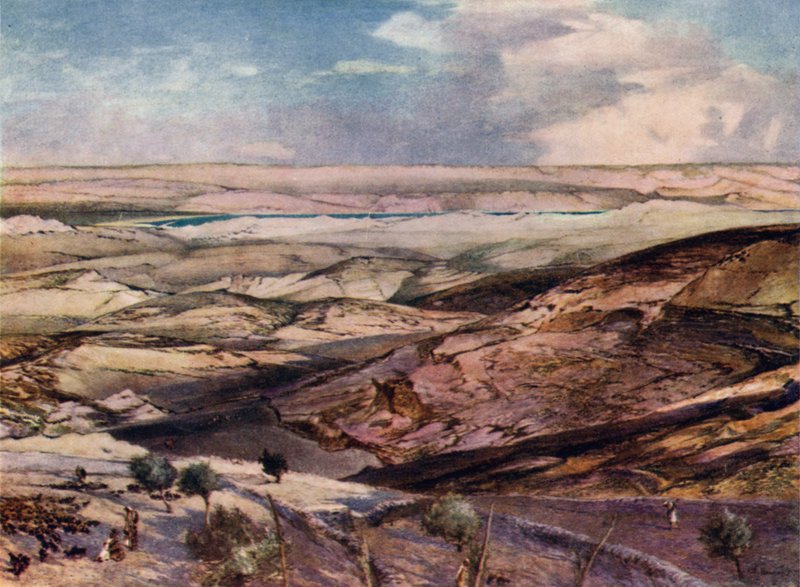 O deserto da Judéia e o Mar Morto, do ponto mais alto do Monte das Oliveiras de John Fulleylove