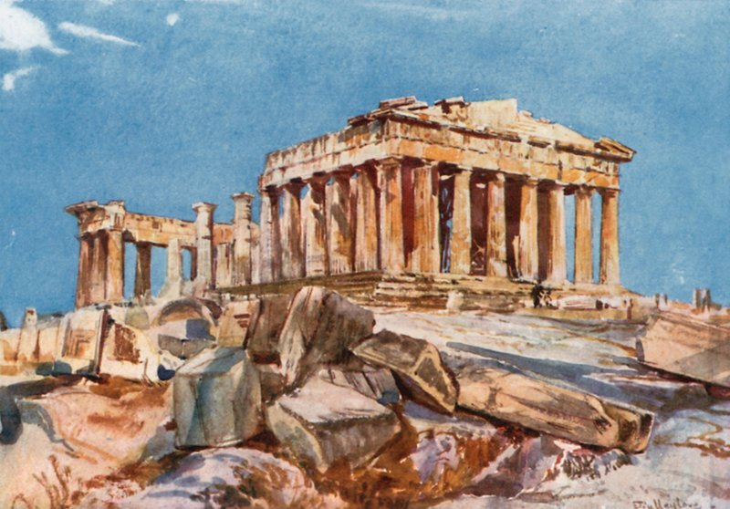 O Parthenon do extremo norte do pórtico oriental do Propileus de John Fulleylove