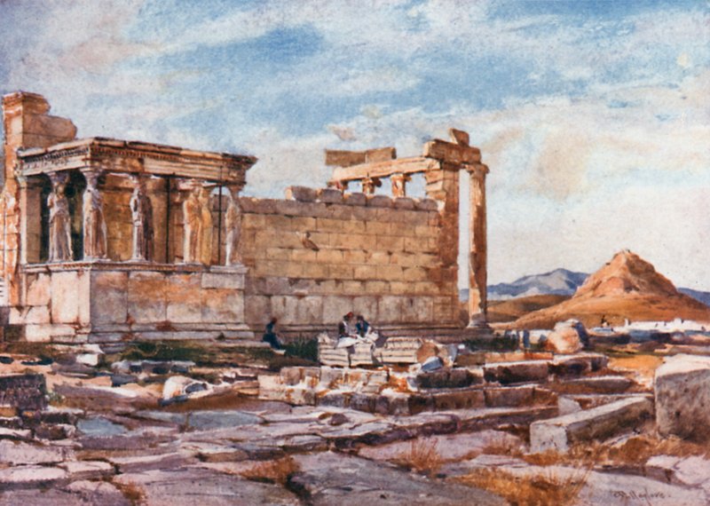 O Lado Sul do Erechtheum, com as Fundações do Templo Anterior de Athena Polias de John Fulleylove