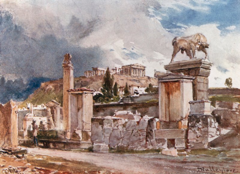 A, rua, de, túmulos, exterior, a, dipon, em, atenas de John Fulleylove