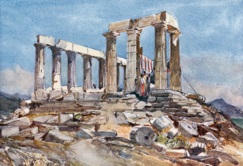 O Templo de Atena em Sunium do Norte de John Fulleylove