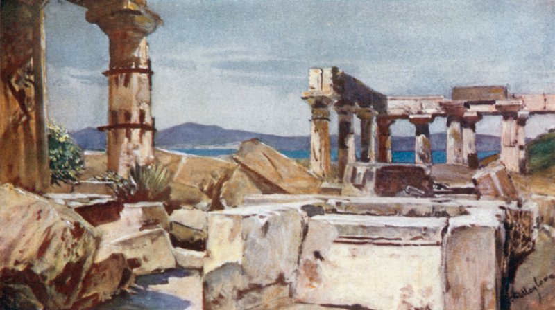O templo de Atena na ilha de Egina de John Fulleylove