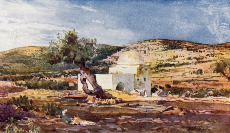 A Tumba de Raquel, na estrada de Jerusalém para Hebron (cor litho) de John Fulleylove